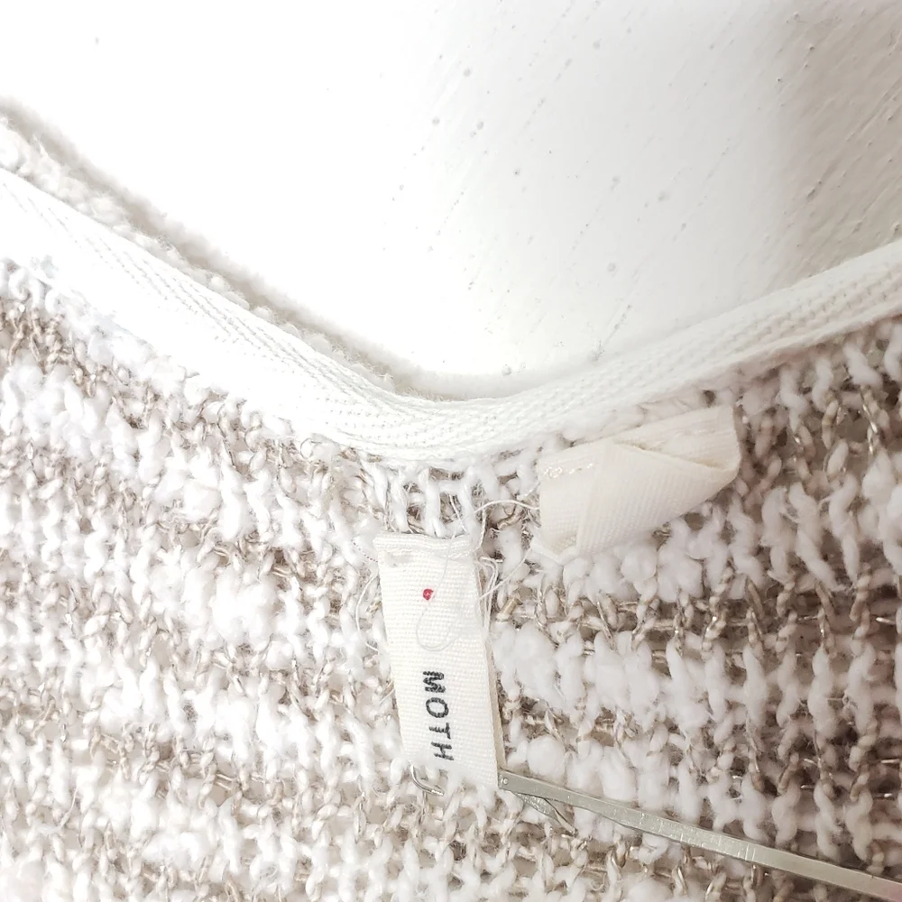 Anthropologie Moth Sparkle Knit Hooded Cardigan Size Medium